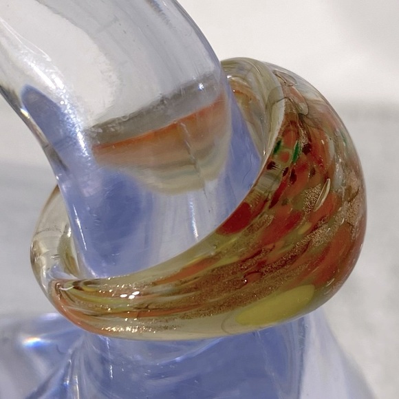 Vintage Art Glass Handmade Multicolour Band Ring - Picture 6 of 12